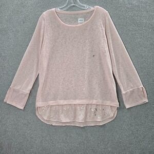 Soho Women Sweater Medium Pink Sheer Knit Lightwieght Long Sleeve NWT‎